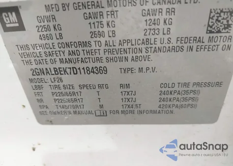 2013 Chevrolet Equinox Ls z USA, uszkodzony, nr VIN 2GNALBEK7D1184369